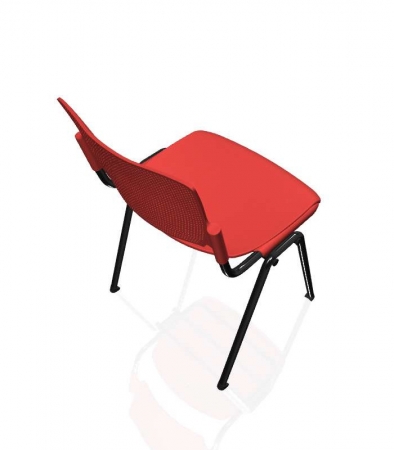 Besucherstühle John - Sitz u. Rückenlehnen aus Kunststoff, Kunststoff rot, Gesell schwarz (schräg oben)