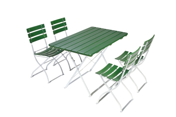Biiergartengarnitur 120 x 80 cm OC grün mit Stühlen