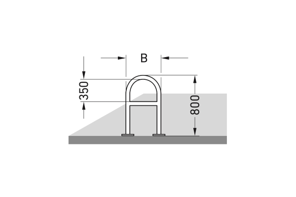 Skizze vom Fahrradanlehnsystem in Bogenform - Fahrradständer Typ BP310