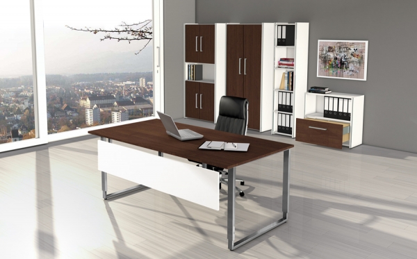 Schreibtisch mit Sichtblende zu passenden Büromöbel