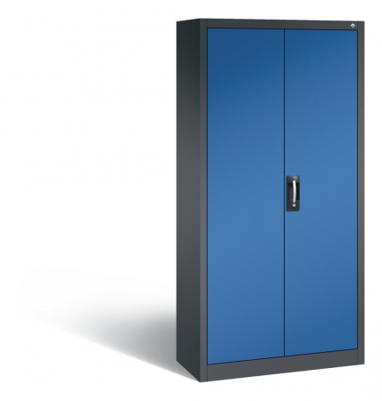 Büroschrank 1950x400x930mm (HxTxB) RON 2000 aus Metall (geschlossen) anthrazit/enzianblau