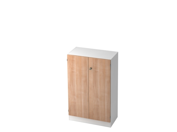 Kompakte Büroschrank 80 x 42 x 127 cm (B x T x H), weiß/nussbaum