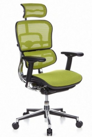 Bürostühle mit Netzrücken u. Kopfstütze grün