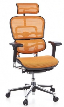 Bürostühle mit Netzrücken u. Kopfstütze orange