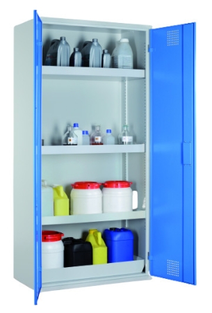 Chemikalienschrank CG 200  950 x 500 x 1950 mm (B x T x H) mit blauen Türen