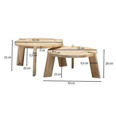 Großer Tisch (BxHxT): 53 x 32 x 53 cm - Kleiner Tisch (BxHxT): 53 x 26 x 53 cm