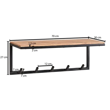 Breite: 70 cm - Höhe: 27 cm - Tiefe: 30 cm - Materialstärke Holz: 1,5 cm - Materialstärke Metall: 2 cm Breite: 70 cm - Höhe: 27 cm - Tiefe: 30 cm - Materialstärke Holz: 1,5 cm - Materialstärke Metall: 2 cm