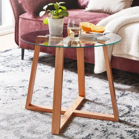 Couchtisch Eiche Glas 58x58 Couchtisch Eiche Glas 58x58