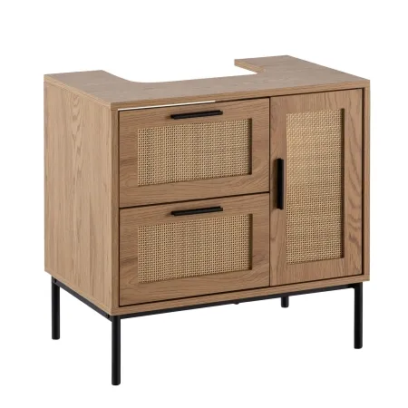 Waschbeckenunterschrank 60x60 cm, Eiche-Optik, Geflecht, Schubladen Waschbeckenunterschrank 60x60 cm, Eiche-Optik, Geflecht, Schubladen