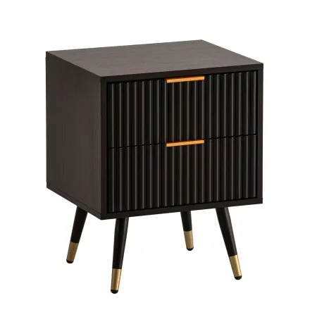 Nachtkästchen 43,5x56 cm, Lamellenoptik, Schwarz Nachtkästchen 43,5x56 cm, Lamellenoptik, Schwarz