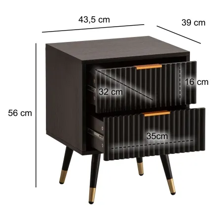 Gewicht: 16 kg - Abmessung: 54 x 49 x 19 cm - Farbe: Schwarz - Details: Korpus: folierte Spanplatte in schwarzer Eiche-Optik Beine und Griffe: pulverbeschichtetes Eisen - Material: Spanplatte Gewicht: 16 kg - Abmessung: 54 x 49 x 19 cm - Farbe: Schwarz - Details: Korpus: folierte Spanplatte in schwarzer Eiche-Optik Beine und Griffe: pulverbeschichtetes Eisen - Material: Spanplatte