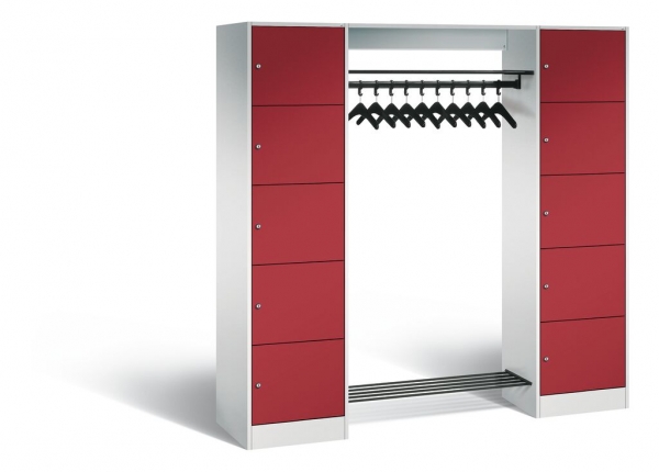 Metall Garderobenschrank mit roten Türen