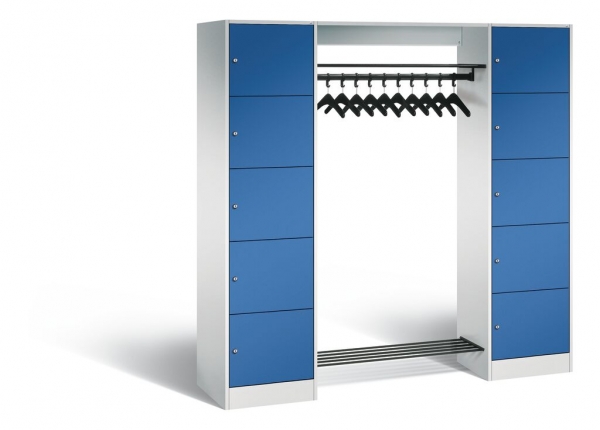 Metall Garderobenschrank mit blauen Türen