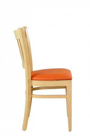 Gastronomiestühle - Radik Holzstühle mit Sitzpolster buche natur/D-23 (Seitenansicht)