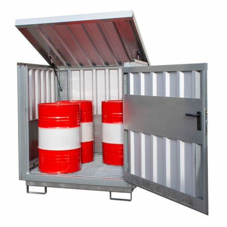 Gefahrstoffsschrank für Innen- und Außenbereich (für 4 x 200 Liter Fässer)