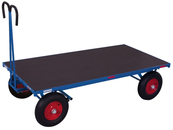 Handpritschenwagen mit Luftbereifung, 1000 kg Traglast, 1600 x 800 mm, RAL 5010 enizanblau