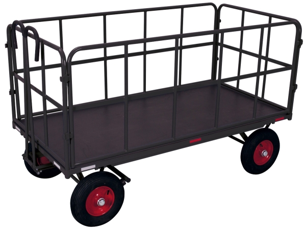 Handpritschenwagen mit 4 Gittern - 1140 x 740 mm - Luftbereifung - 1000 kg - anthrazit