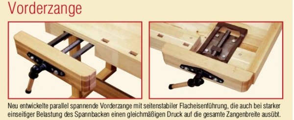 Hobelbank für Schreinerei - Profi Holzwerkbank Spannweite der Vorderzange 215 mm