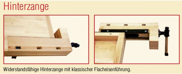 Hochwertige Hobelbank für Schreinerei - Profi Holz Werkbank Spannweite der Hinterzange 240 mm