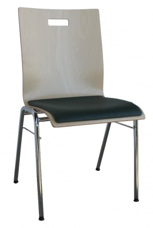 Holzschalenstühle mit Griffloch u. Sitzpolster