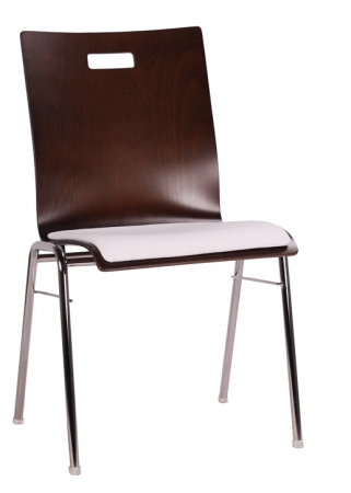 Holzschalenstühle stapelbar mit Sitzpolster weiß
