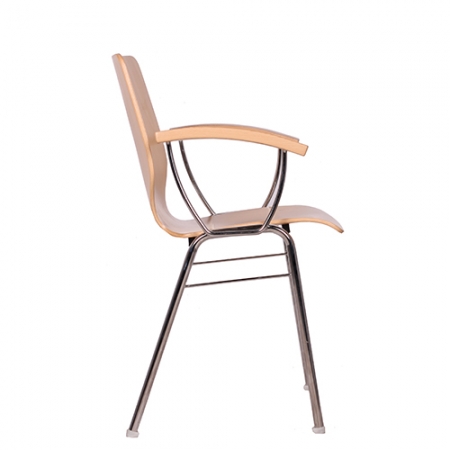 Design Holzschalenstühle mit Armlehnen u. Sitzpolster