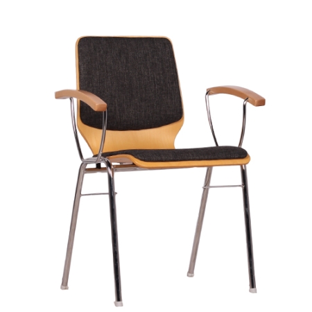 Holzschalenstühle mit Armlehnen + Sitz.- u. Rückenpolster - Besucherstühle