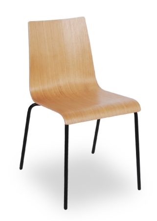 Holzschalenstühle Typ TX Konferenz- u. Besucherstühle mit Eichensperrholz natur u. schwarzem Gestell