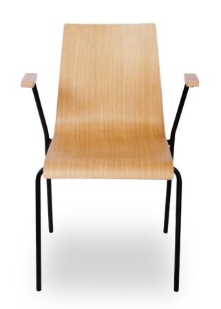Komfortable Holzschalenstühle mit Armlehnen Typ TX - Besucherstühle natur, Gestell schwarz