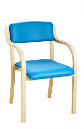 Holzstühle - Besucherstühle Modell Radek mit Armlehnen, Bezug blau