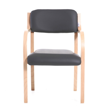 Holzstühle mit Armlehnen, Kunstlederbezug anthrazit