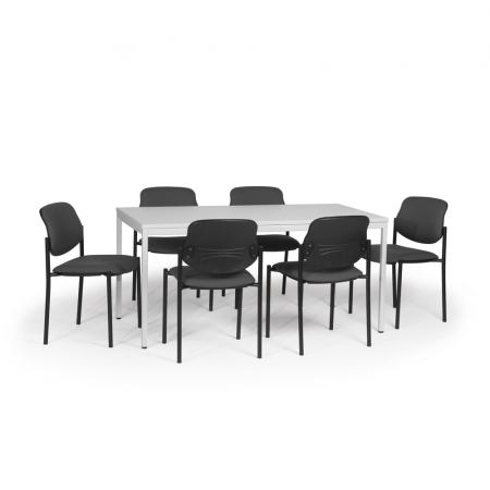 Diese Kombination wird auch gerne als Konferenztisch mit Konferenzstühle verwendet