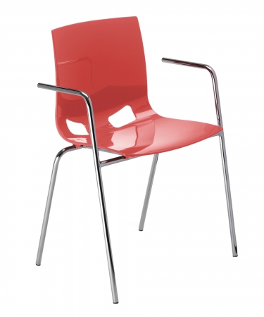 Kunststoffschalenstühle mit Armlehnen, Modell Event rot