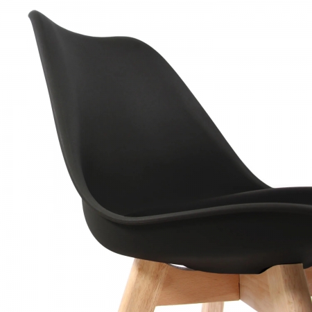 Kunststoffschalenstühle Sumit mit Massivholz-Stuhlbeinen (Sitzschale schwarz)