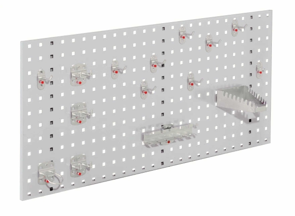 Lochplattenwand Set 1000 x 450 mm | System Typ 1 RAL 7035 lichtgrau