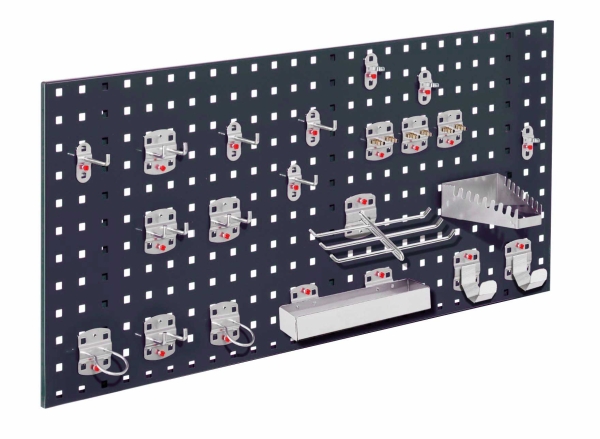 Lochplattenwand Set 1000 x 450 mm | System Typ 7 RAL 7016 anthrazitgrau