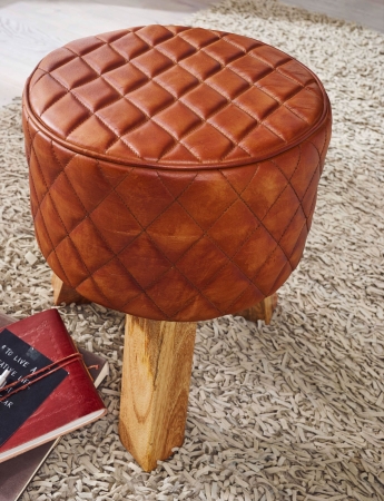Hocker Leder 35x46x35 Braun Turnbock