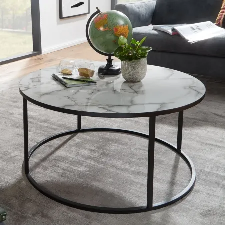 Runder Couchtisch 80x40x80 cm Marmor Optik Runder Couchtisch 80x40x80 cm Marmor Optik