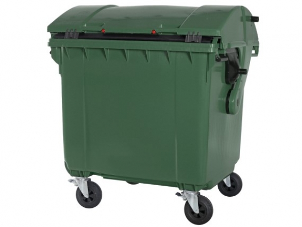 Müllgroßbehälter 1100 Liter grün - Müllbehälter mit rundem Schiebedeckel