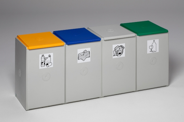 4 fach Mülltrennsystem mt farbigen Deckel (optional)