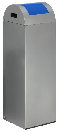 Modernes Mülltrennsystem Farbe silber, Einwurfklappe blau