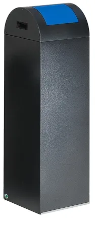 Design Mülltrennsystem Farbe antik-silber, Einwurfklappe blau