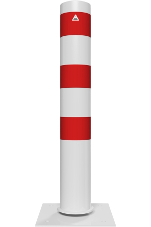 Neigbare Stahlpoller 1000 mm (H) Ø 152 mm weiß/rot