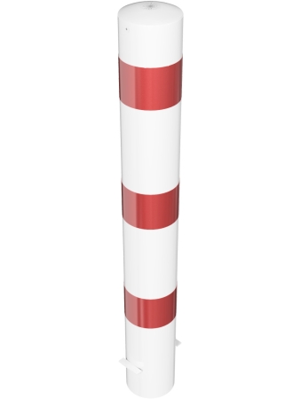 Stahlpoller (Typ PO1-20) 2000 mm hoch Ø 152 mm, weiß/rot