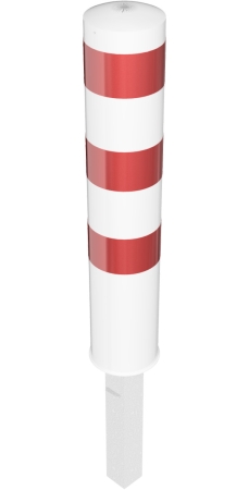 Herausnehmbarer Stahlpoller mit Dreikantverschluss, weiß/rot