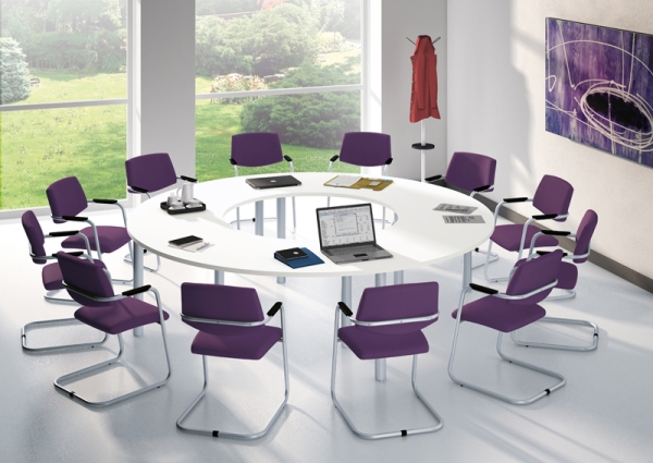 Runder Konferenztisch - Besprechungstisch rund mit weißer Platte