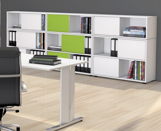 Moderne Büromöbel: Büroregal mit Schiebetüren
