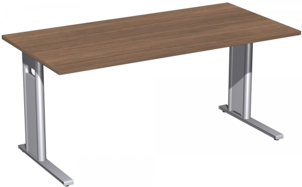 Schreibtisch nussbaum 1600 mm (L) mit C-Fuß - FX Büromöbel