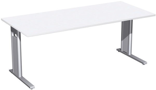 Schreibtisch weiß, Blenden silber passend zu unseren  FX Büromöbeln