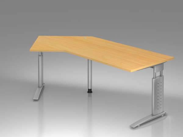 Schreibtisch höhenverstellbar - Büroschreibtisch mit Winkel buche